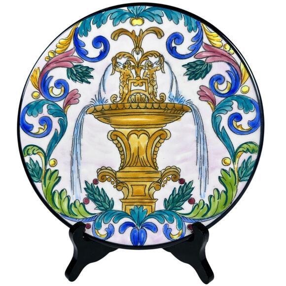 Ceramar Hand Painted Vintage Neo-Classical 9" Wall Plate-Spain-Excellent & Rare! - Picture 1 of 4